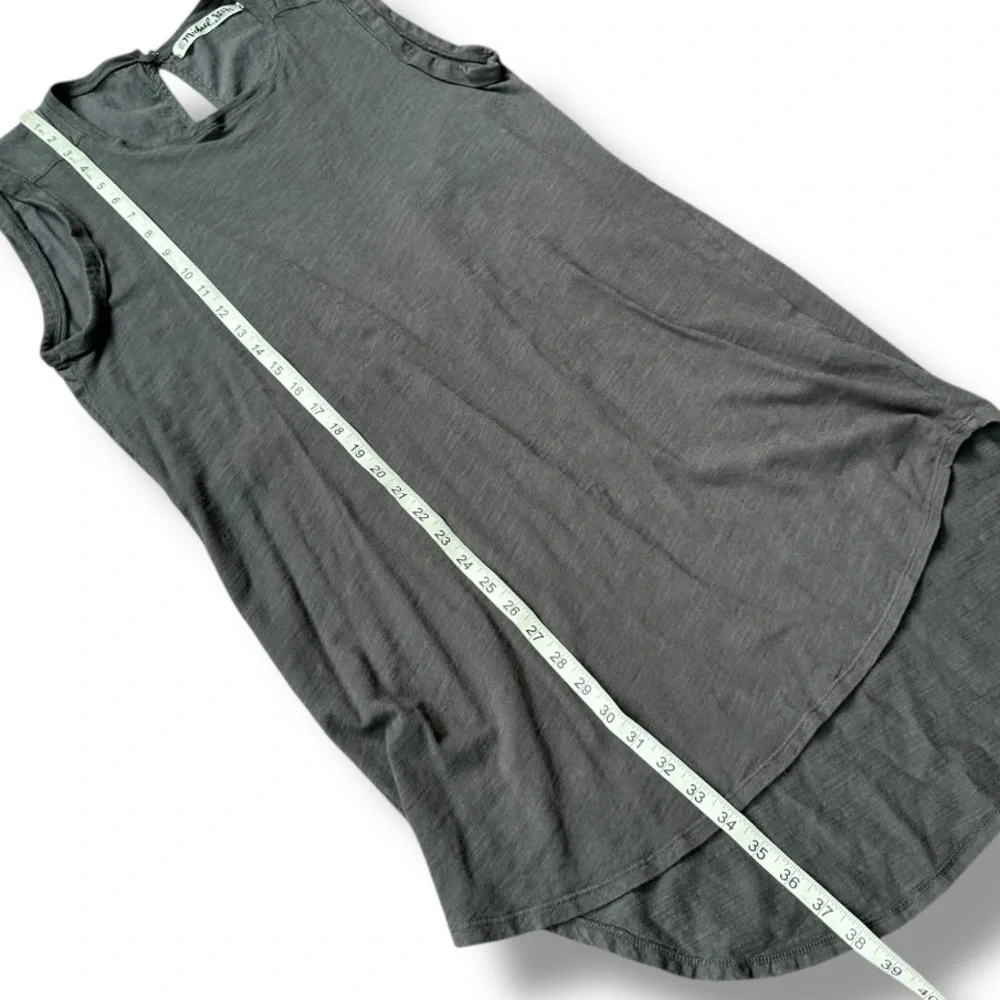 Michael Stars Gray Cotton Rolled Shoulder Sleeveless Shift Mini Dress | Large - Picture 10 of 12